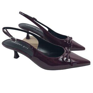 NEW Madden Girl Vogue Vamp Patent Slingback Kitten Heels Burgundy Size 7